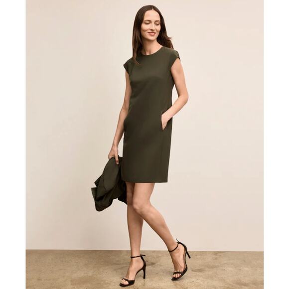 M.M. Lafleur The Maaza Travel Mini Dress OrigamiTech Olive Green Size 8 - Picture 1 of 7